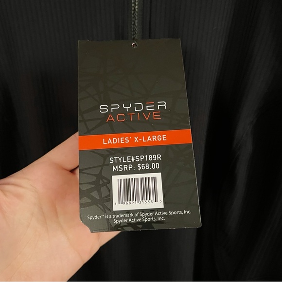 Spyder Black Activewear 1/4 Zip Neck Pullover Ribbed Long Sleeve NEW Size XL - Picture 6 of 12